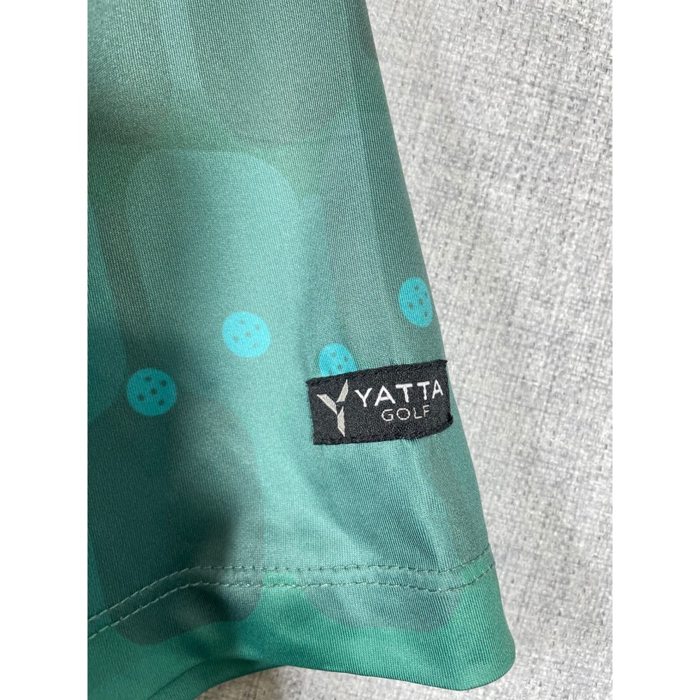 Yatta Golf Mens XL Green‎ Pickleball Paddle Print Polo Shirt Short Sleeve - Picture 6 of 8